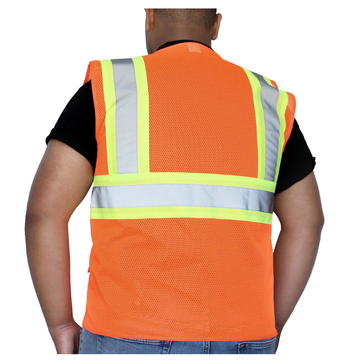 <b>SV702</b>- GLOW SHIELD Class 2 - Safety Vest (Mesh With Silver Stripes - Inner Pockets)