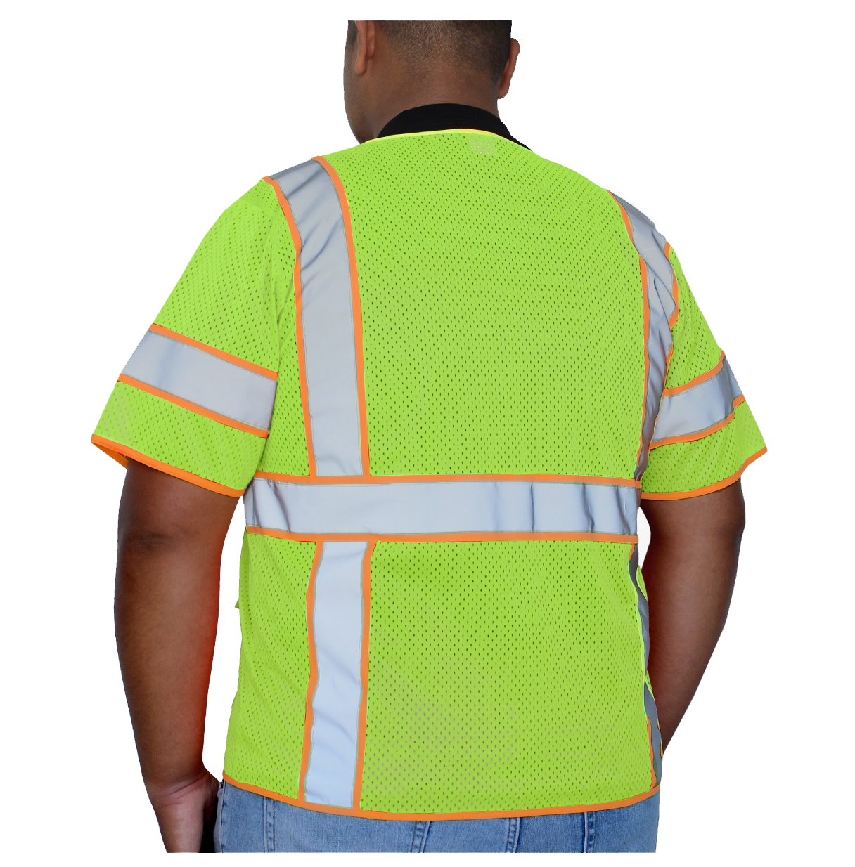 <b>SV703FG</b>- GLOW SHIELD Class 3 - 2 Tones Colors Stripes Vest with sleeves
