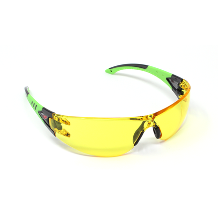 <b>130A</b>- OPTIC MAX Amber Lens with Green Black Multi-Color Frame Glasses