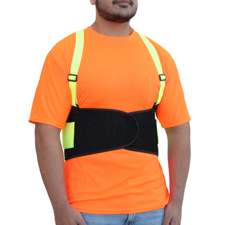 <b>BB800FG</b>- Elite Wear Hi-Vis Green Adjustable Suspender Back Support Belt